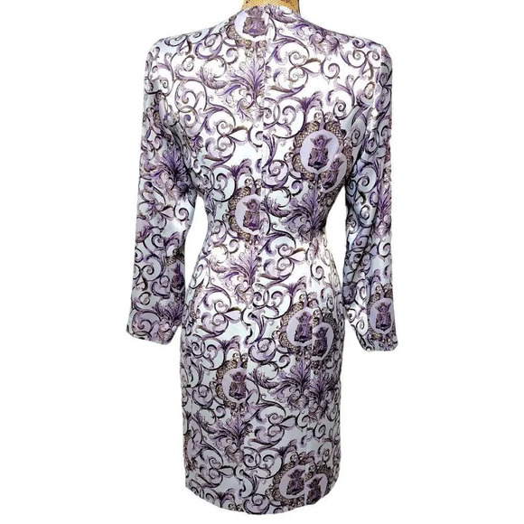 MARRY ME Vintage Women's Regal Shawl Satin Pencil Dress Size Medium Purple - Picture 4 of 15